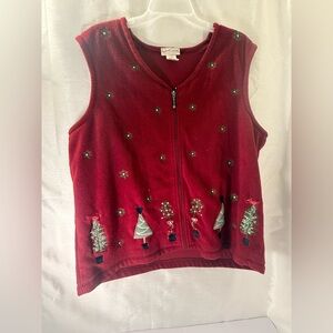 Size XL Carrol Reid Christmas Women’s Vest Fleece Retro Y2K Holiday
